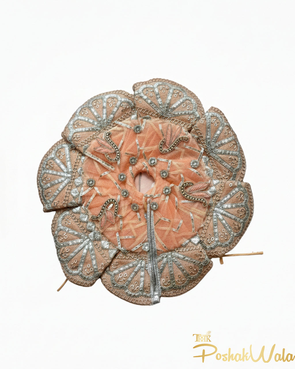 Peach Silver Shringar Poshak - Laddu Gopal Dress