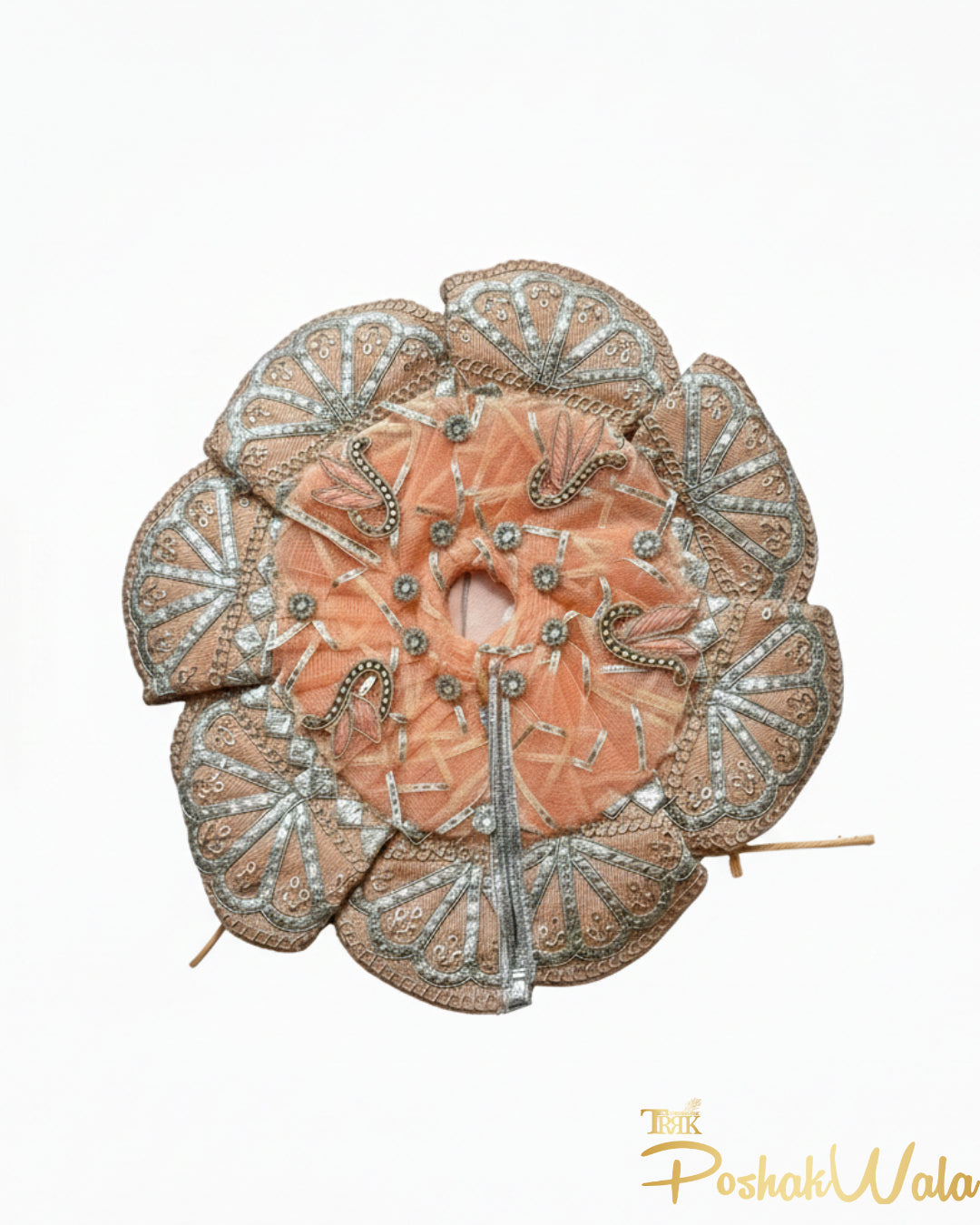 Peach Silver Shringar Poshak - Laddu Gopal Dress