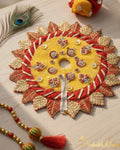 Yellow Maroon Shringar Poshak - Laddu Gopal Dress