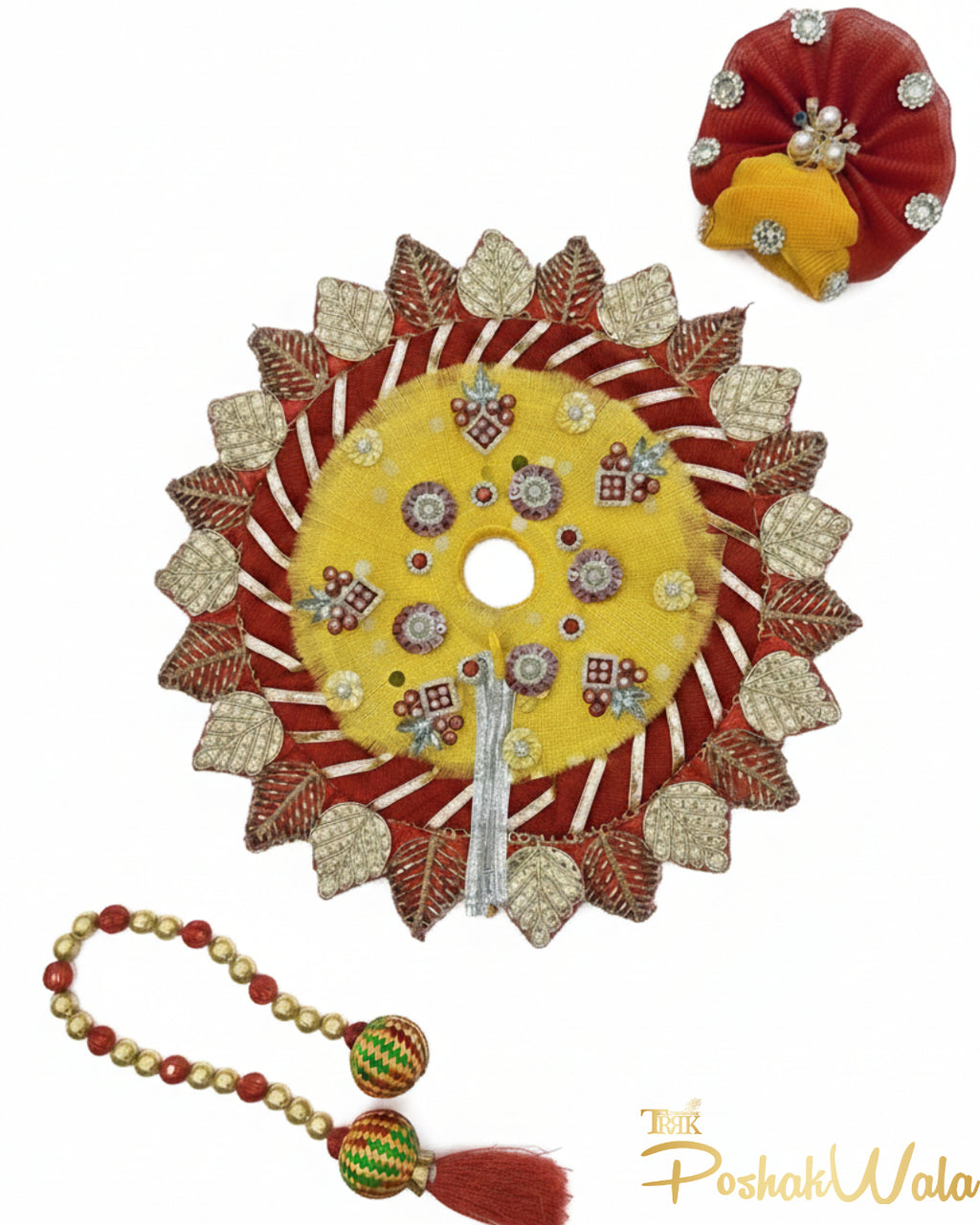 Yellow Maroon Shringar Poshak - Laddu Gopal Dress